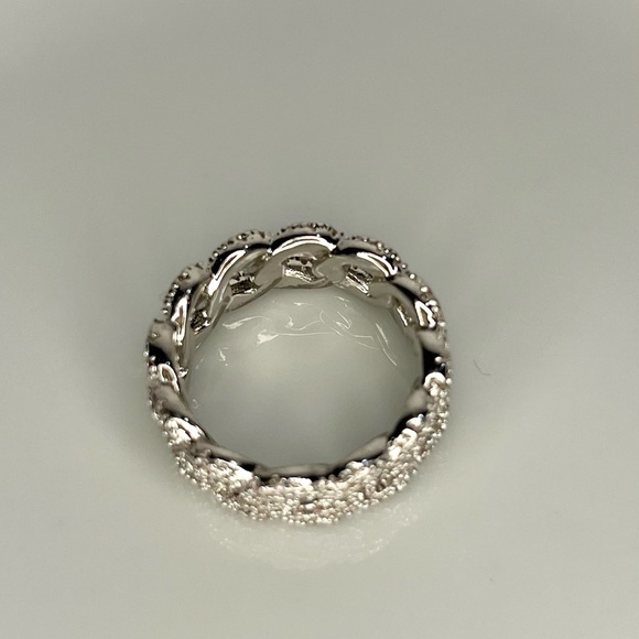 Silver filled micro cz link chain ring - Picture 2 of 4